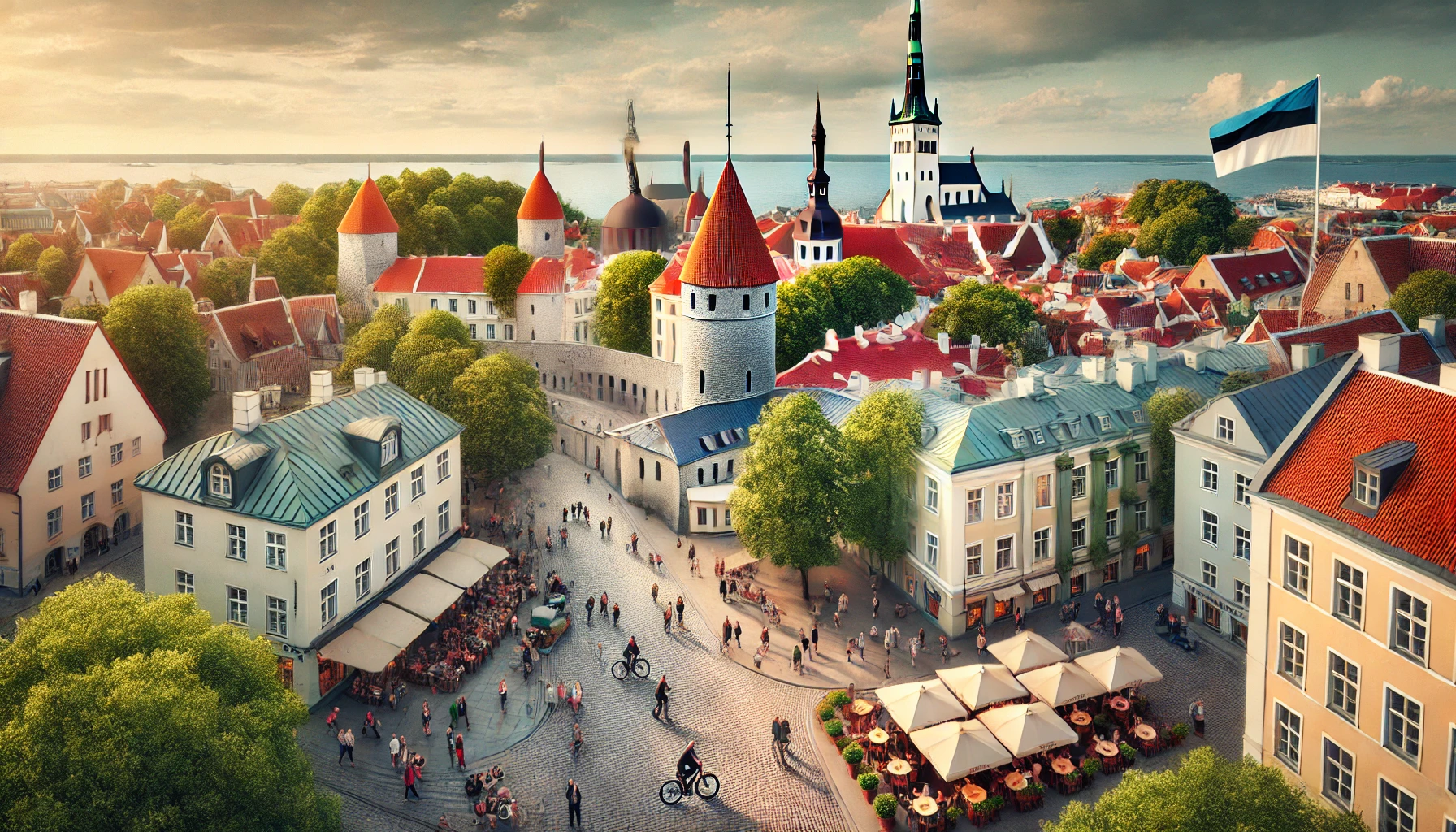 DALL·E 2025-02-17 10.58.28 - A realistic wide-angle photograph representing Estonia. The image captures a scenic view of Tallinn’s historic Old Town, showcasing medieval architect.webp